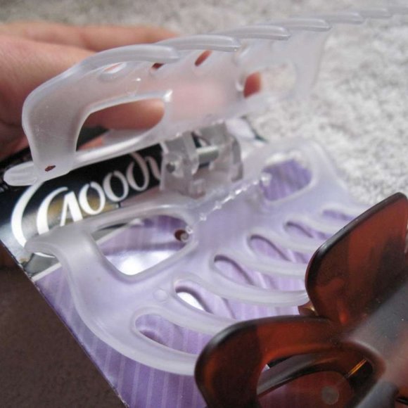 3 Goody Claw Clips Large Hair Jaw Glossy Matte Frosted Plastic Black Clear Brown - Picture 8 of 10